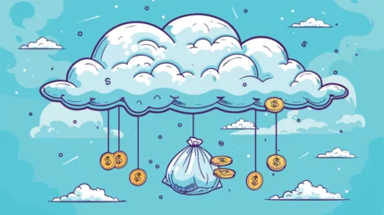 Rolgordijnen Cloud in shape of bag and hanging coins with doll © Quintessa