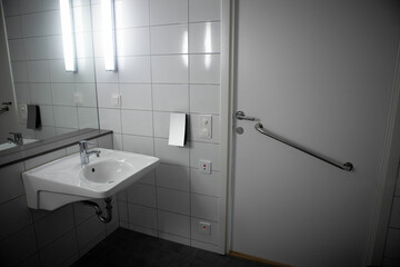 Toilet and washbasin for disabled people in an apartment or hotel