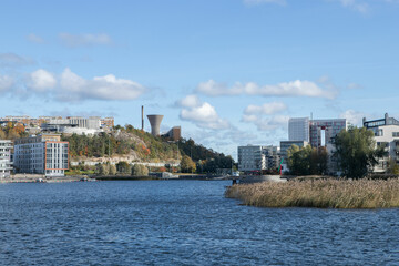 Norrström in Stockholm. River and bank with houses