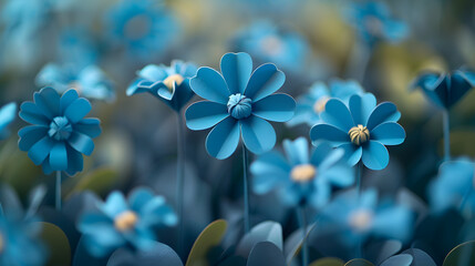 A flyer for a community gardening club's upcoming meeting, with blue paper flowers representing the beauty of nature