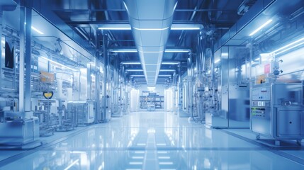 Obraz premium The industrial design emphasizes extensive chemical production within carefully controlled and sterile conditions.