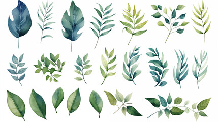 Collection of watercolor leaf pattern backgrounds