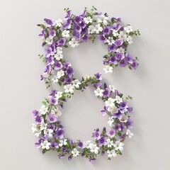 The figure 8 is made of flowers. Template for March 8. International Women's Day