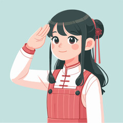 happy chinese girl celebrating lunar new year