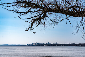 The Dome of the Capitol of Wisconsin, Lake Monona, and the Surrounding Madison Area as Viewed from Atwood, Avenue in Madison, Wisconsin 