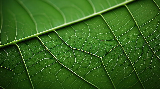 Macro Photography Close-Up shot, Leaf Vein Texture Structure, Abstract Horizontal Background for World Earth Day and Green Environment Day