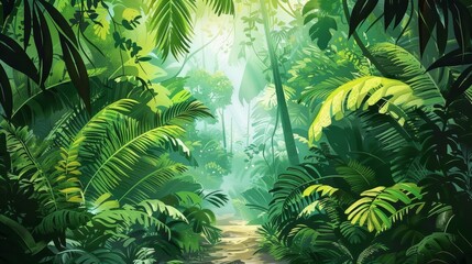 A picture of a jungle landscape for a children's book as a background