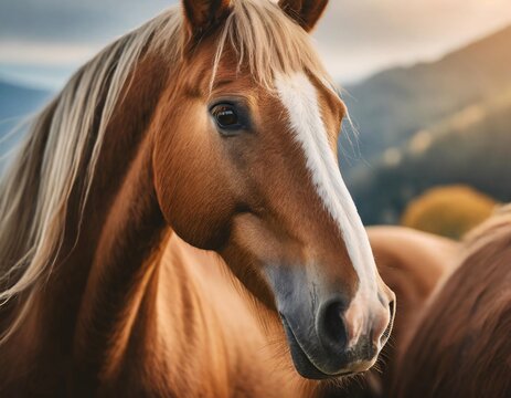 Close-up images of horses - Generative Ai