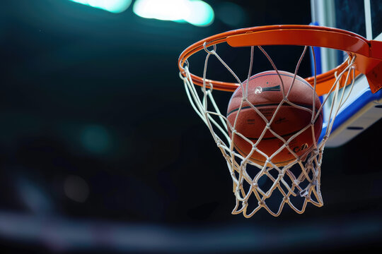 Basketball Going Through The Hoop