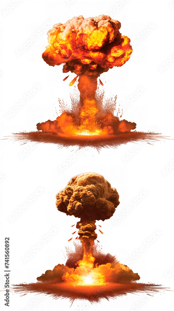 Poster intense sequential illustrations of a nuclear explosion at various stages