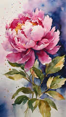 Pink peony and rose blossoms in a garden, close-up with vibrant colors, showcasing the beauty of nature in spring and summer