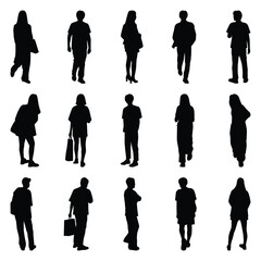 Vector collection set of individual people silhouettes.