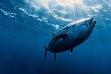 tuna fish swimming  underwater in the sea