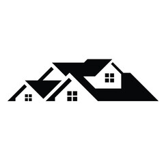 Generic black and white house roof logo design 