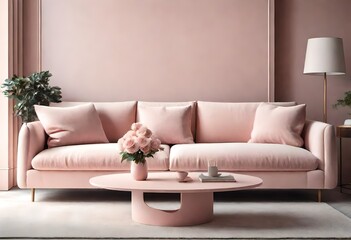 modern living room in pink color