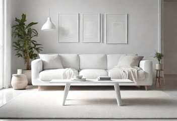 white sofa in white room
