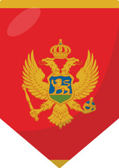 Montenegro flag pennant 3D cartoon style.