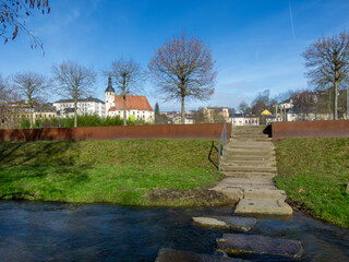 river in reichenbach im Vogtland, city saxony germany