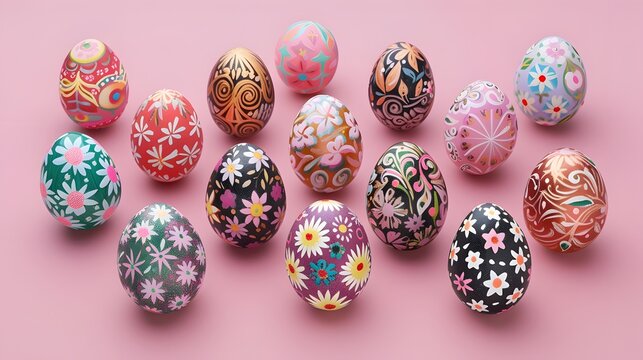 Colorful Easter eggs in a vibrant spring garden. Celebrate the joy of Easter with this cheerful image.