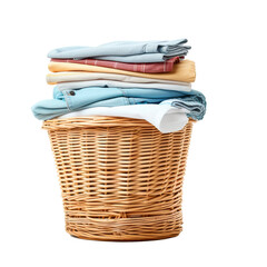 Wicker Basket Filled With Folded Clothes