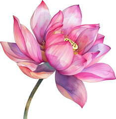 Fototapeta premium Watercolor style lotus flower isolated on transparent background. PNG