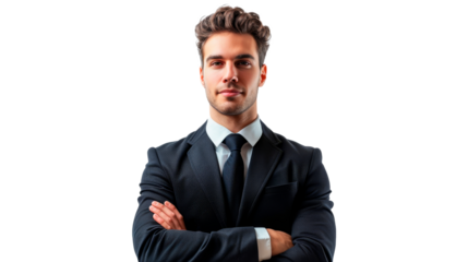 Businessman Standing With Crossed Arms in a Suit and Tie