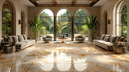 Luxury mansion with a Greek tone view from entrace