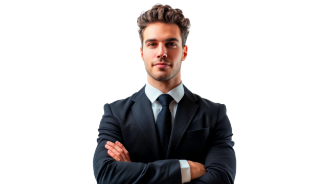 Businessman Standing With Crossed Arms in a Suit and Tie
