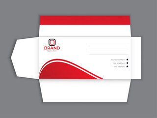 Envelopes design front and back for office document or message. White empty mail envelope Full and folded A4 size. Flat vector illustration.  open closed front and back letter view, corporate business