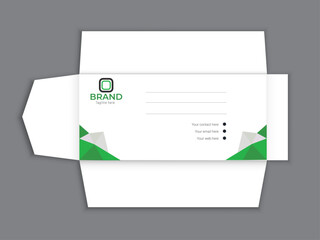Envelopes design front and back for office document or message. White empty mail envelope Full and folded A4 size. Flat vector illustration.  open closed front and back letter view, corporate business