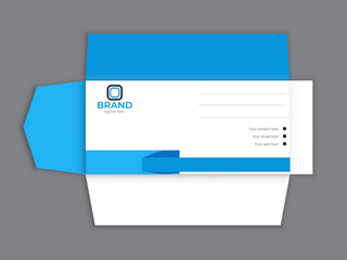 Envelopes design front and back for office document or message. White empty mail envelope Full and folded A4 size. Flat vector illustration.  open closed front and back letter view, corporate business
