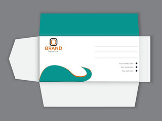 Envelopes design front and back for office document or message. White empty mail envelope Full and folded A4 size. Flat vector illustration.  open closed front and back letter view, corporate business