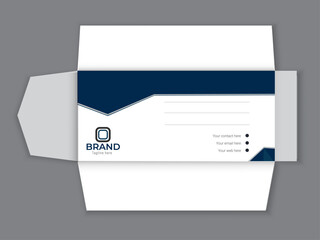 Envelopes design front and back for office document or message. White empty mail envelope Full and folded A4 size. Flat vector illustration.  open closed front and back letter view, corporate business
