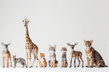 Photo of different species of animals On White Background