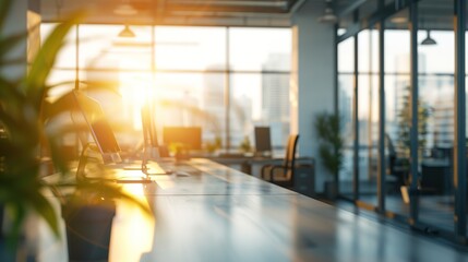 Downtown Sunlight Floods Open Concept Office with Expansive Windows