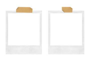 Empty Polaroid photo frames on transparent background	
