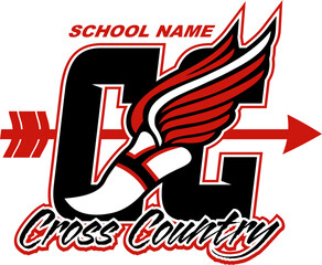 cross country team design with arrow for school, college or league sports