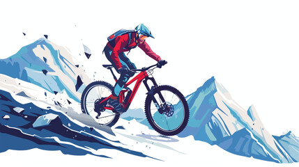 Extreme sport mountain biking vector flat isolate