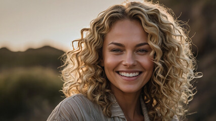 beautiful woman, with blonde curly hair