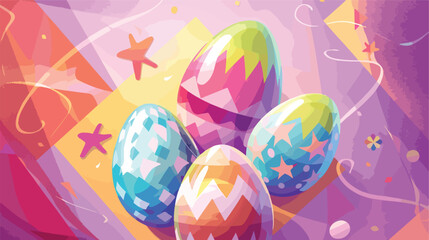 Fototapeta na wymiar Happy Easter geometric background Easter egg card