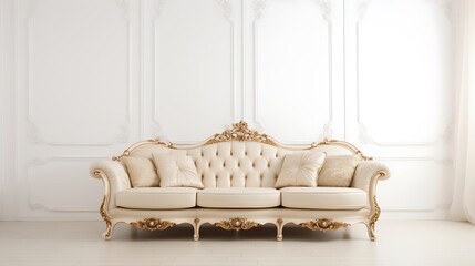 beautiful expensive beige sofa against a white wall