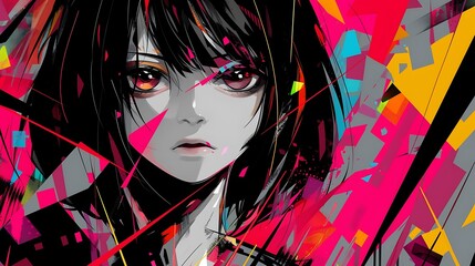 Abstract Anime background, manga style, LOFI, colorful wallpaper, poster cover