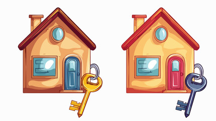 House and house keys isolated vector style illust