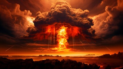 une explosion nucléaire, généré par IA - obrazy, fototapety, plakaty