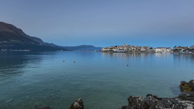 Korcula croatia old town view time lapse sea korcula island.