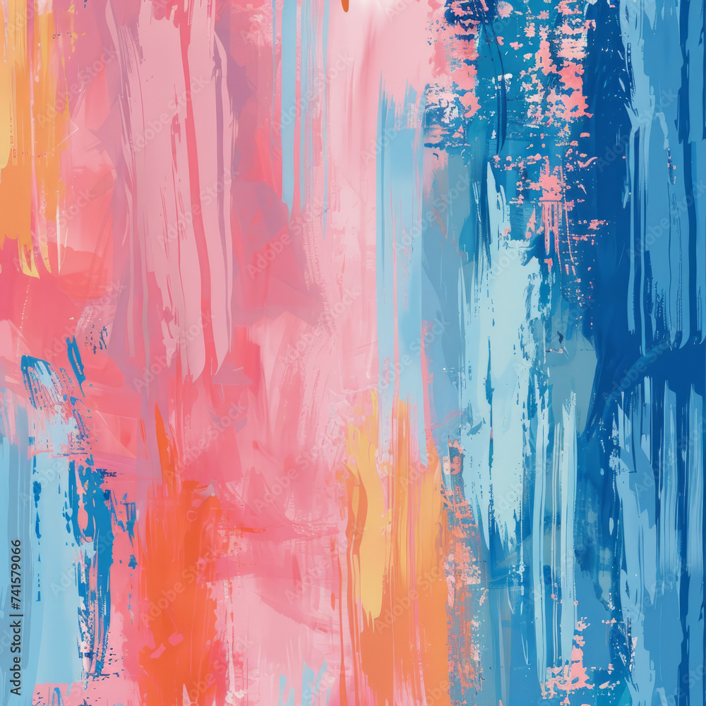 Poster abstract art featuring vivid red and blue brush strokes with a sense of motion on canvas.
