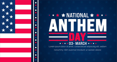 March is National Anthem Day background template. Holiday concept. use to background, banner, placard, card, and poster design template with text inscription and standard color. vector illustration. - obrazy, fototapety, plakaty