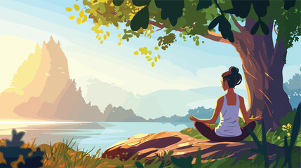 Obraz na płótnie Canvas Wellness and SelfCare Yoga Meditation in Nature