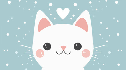 White cat kitten kitty icon. Cute kawaii cartoon
