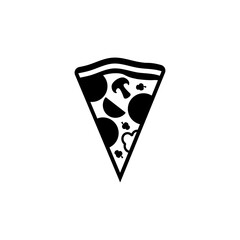 Pizza slice flat line icon. Pizza slice with pepperoni flat icon for apps and websites. Vector thin sign of italian fast food cafe